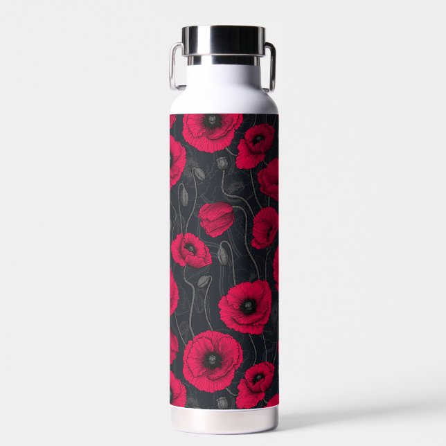 Red Poppies Water Bottle (Front)