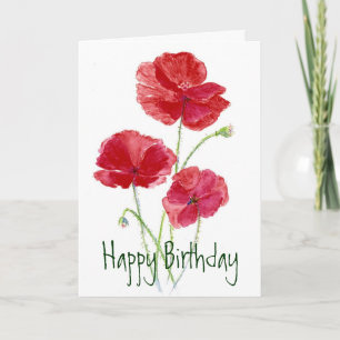 Red Poppies - Watercolor Card