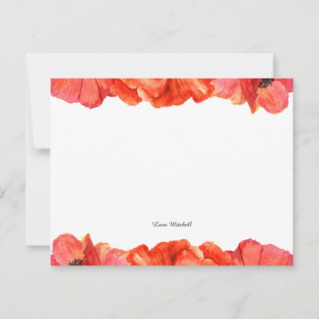 Red poppies watercolor card (Front)