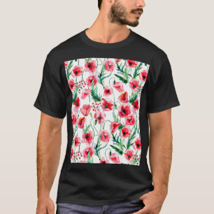 Red poppies: watercolor floral illustration T-Shirt