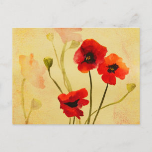 Red Poppies Watercolor Post Card