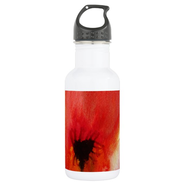 Red Poppies watercolour modern floral art 532 Ml Water Bottle (Front)