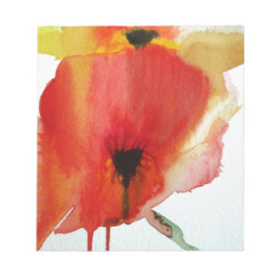 Red Poppies watercolour modern floral art Notepad