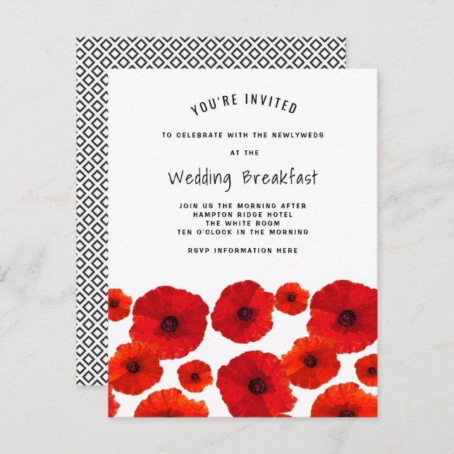 Red Poppies Wedding Breakfast Invitation (Front/Back)