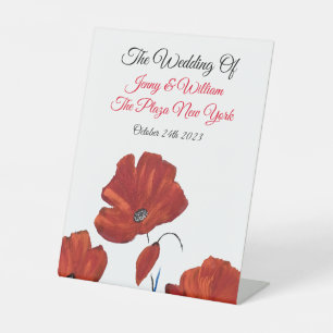 Red Poppies Wedding  Pedestal Sign
