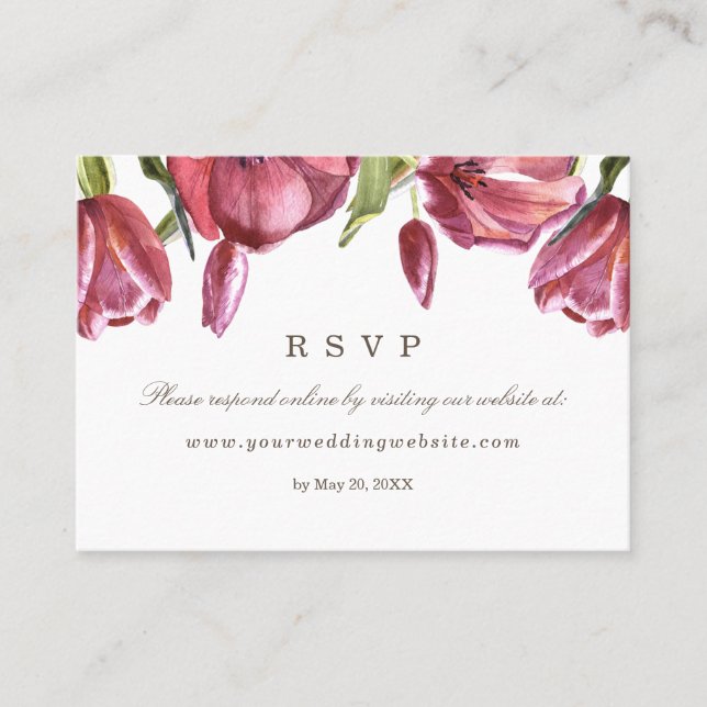 Red Poppies Wedding  RSVP Online Website Business Card (Front)