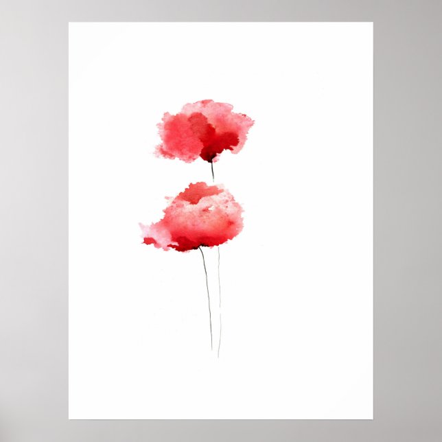 Red poppies white poster flowers (Front)