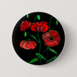 Red Poppy Art - 6 Cm Round Badge