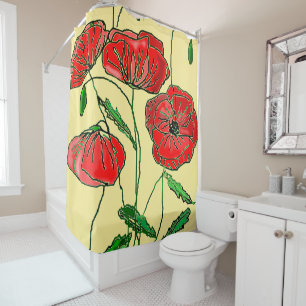 Red Poppy Art Shower Curtain