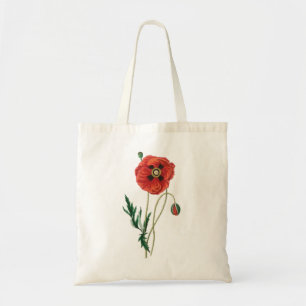 Red Poppy August Birth Flower Tote Bag