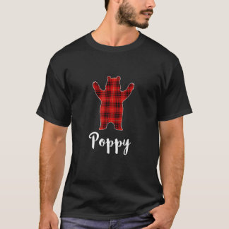 Red Poppy Bear Buffalo Plaid Family Christmas Paja T-Shirt