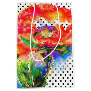 Red Poppy - black and white polka-dots Medium Gift Bag