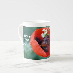 Red Poppy Bloom with Grace Bone China Mug