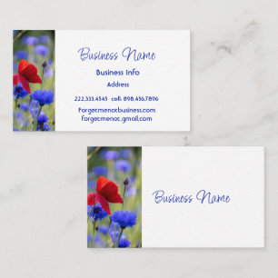 Red Poppy Blue Cornflower Garden Flowers Business Card