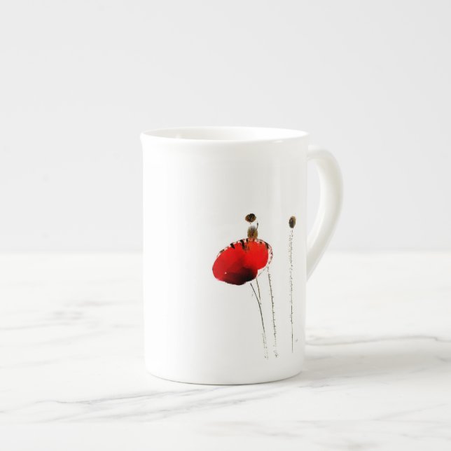 red poppy bone china espresso cup (Front Right)