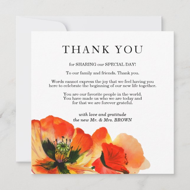 Red Poppy Botanical Summer Flower Invitation (Front)