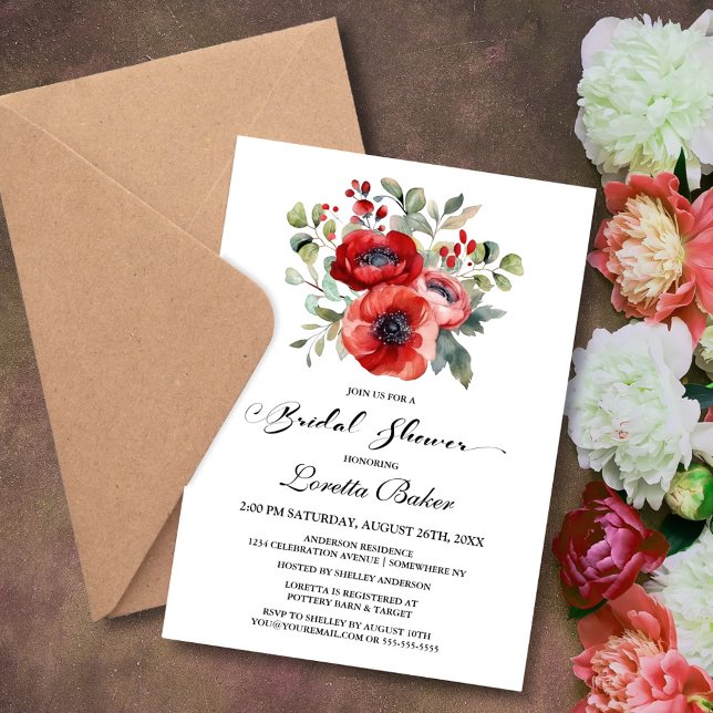 Red Poppy Bridal Shower Invitation (Creator Uploaded)