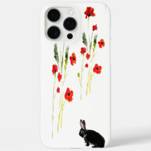 Red Poppy Bunny Rabbit Nature iPhone 16 Pro Max Case