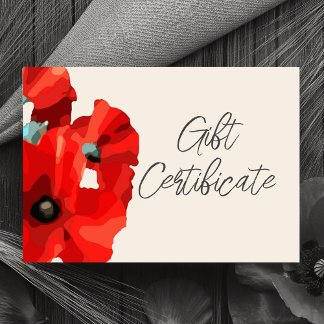 Red Poppy Business Certificate Card
