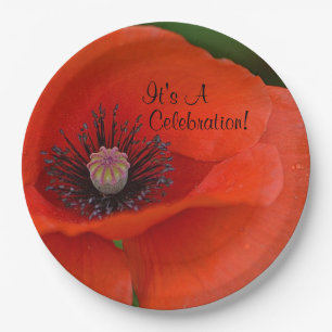 Red Poppy Celebration Paper Plate