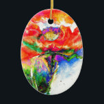 Red Poppy Ceramic Tree Decoration<br><div class="desc">romantic abstract surreal vibrant red poppy watercolor painting by H Cooper</div>