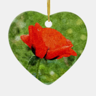 Red Poppy Ceramic Tree Decoration