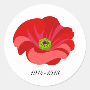 Red poppy classic round sticker
