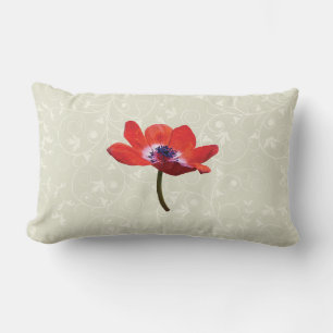 Red Poppy Closeup Lumbar Cushion