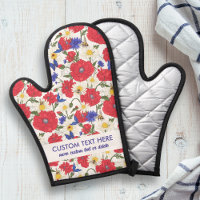Red Poppy Daisy Floral Pattern Add Custom Text