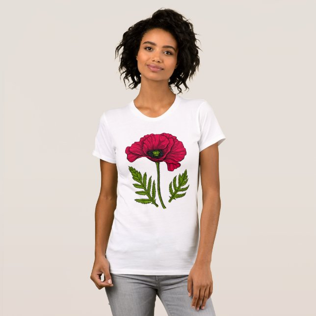 Red poppy drawing 3 T-Shirt (Front Full)