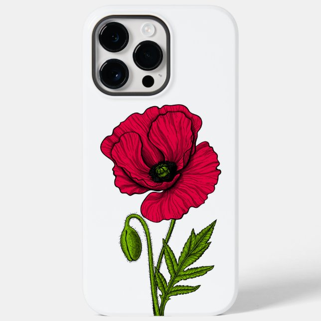 Red poppy drawing Case-Mate iPhone case (Back)