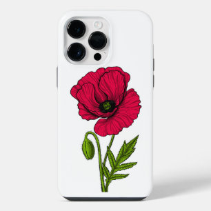 Red poppy drawing iPhone 14 pro max case