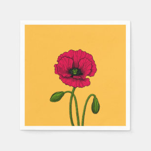 Red poppy drawing napkin