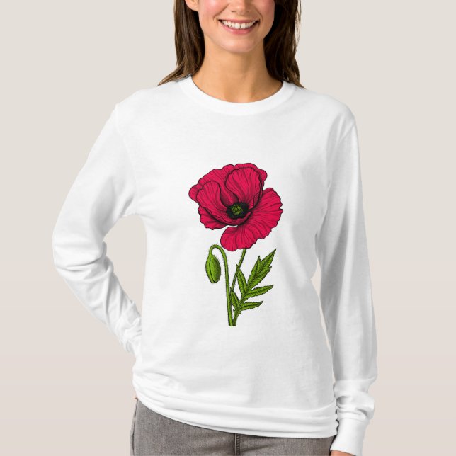 Red poppy drawing T-Shirt (Front)