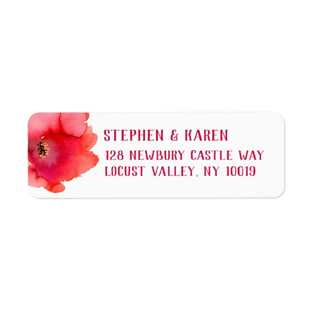 Red Poppy Elegant Return Address Label (Front)