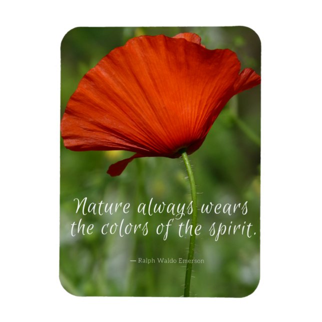 Red Poppy Emerson Quote Magnet (Vertical)