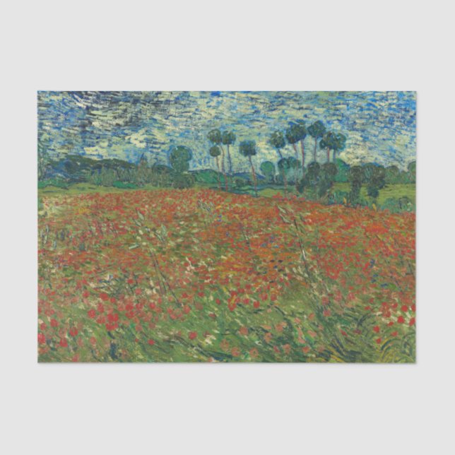 Red Poppy Field by Vincent Van Gogh Tissue Paper (Front)