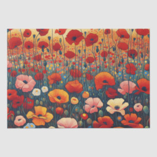 Red Poppy Field Fauvism Painting Decoupage Tissue Paper