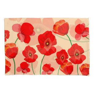 Red Poppy Field  Pillowcase