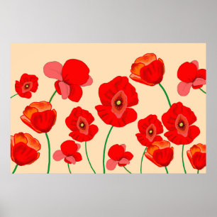 Red Poppy Field Poster