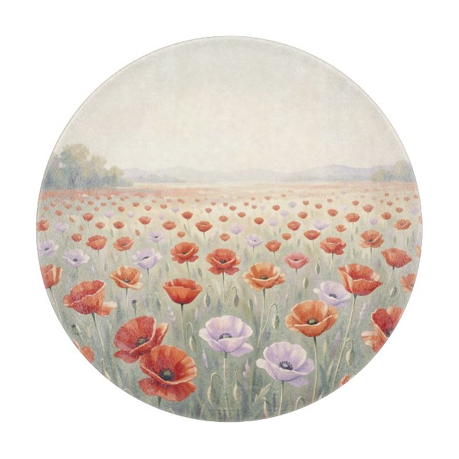 Red Poppy Field Wildflower Meadow  Cutting Board (Front)