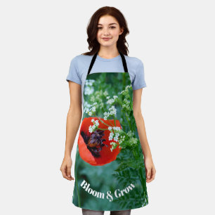 Red Poppy Floral Apron   Artistic Cooking Gift