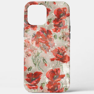 RED POPPY FLORAL BOTANICAL PATTERN iPhone 12 PRO MAX CASE