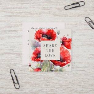 Red Poppy Floral Elegant Loyalty Card