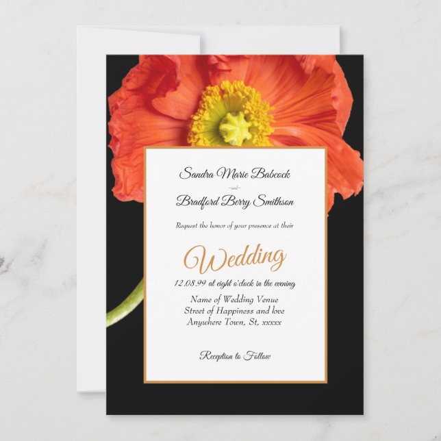 Red Poppy Floral Elegant Modern Custom  Wedding (Front)