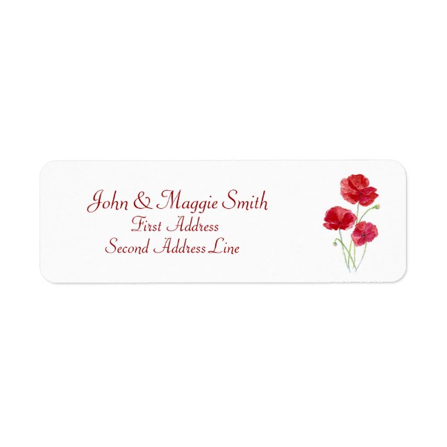 Red Poppy Floral- Nature -  Address Label (Front)