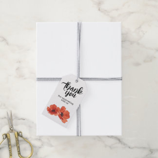 Red Poppy Floral Thank You For Celebrating With Us Gift Tags