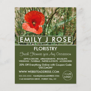 Red Poppy, Floristry Advertising Flyer