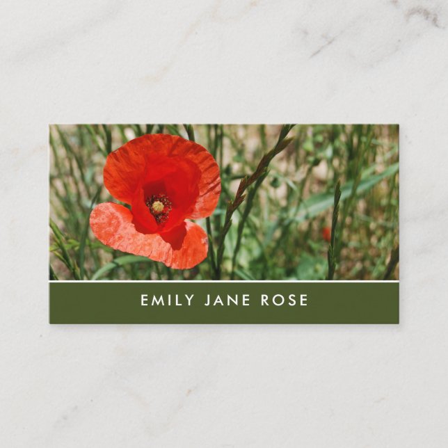 Red Poppy, Floristry Business Card (Front)