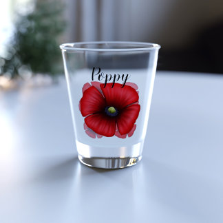 Red Poppy Flower Art Personalised Shot Glass